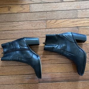 Pure Navy Leather Booties